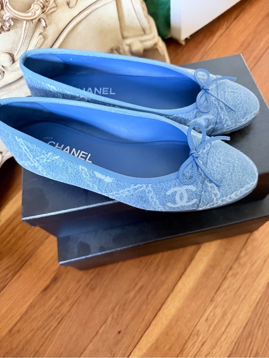 CHANEL Shoes - Chanel Blue Denim Ballet Flats 39.5